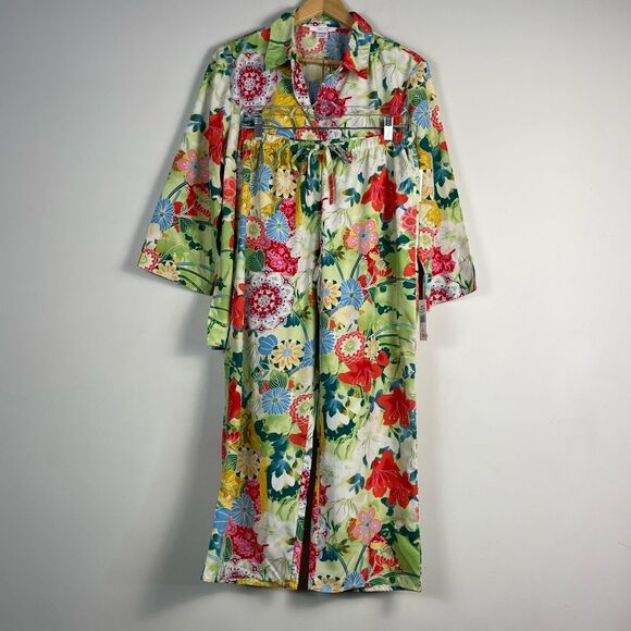 Natori Private Luxuries Floral Print Pajama Set Top Sz Large Pants Sz Medium NEW - Picture 1 of 12